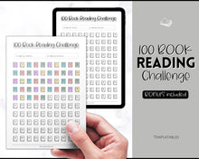 Load image into Gallery viewer, 100 Book Challenge Printable | Reading Challenge BUNDLE, Adult &amp; Kids Reading Log &amp; Book Tracker | Sky Mono
