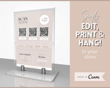 Load image into Gallery viewer, Scan to Pay Sign Shop Logo Editable Sign | QR Code Payment Sign for Small Businesses | Lux
