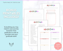 Load image into Gallery viewer, Gratitude Journal Printable Bundle | Mindfulness Log, Gratitude Template, Self Care &amp; Wellness Planner | Pastel Rainbow
