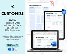 Load image into Gallery viewer, EDITABLE Responsibility Chart | Family Chore Chart, Weekly Adult Routine &amp; Reward Chart for Kids | Blue

