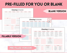 Load image into Gallery viewer, Editable Cleaning Schedule &amp; Housekeeping Checklist for House Chores | Pink Bundle
