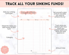 Load image into Gallery viewer, Sinking Funds Tracker BUNDLE | Printable Savings, Budget &amp; Finance Trackers | Pink Watercolor
