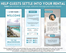 Load image into Gallery viewer, Airbnb Trifold Welcome Book Template | Editable Canva Welcome Guide for Vacation Rentals | Blue
