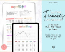 Load image into Gallery viewer, Annual Budget Tracker | Bill, Expenses, Income &amp; Savings Tracker | Pastel Rainbow
