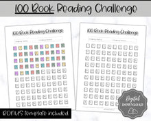 Load image into Gallery viewer, 100 Book Challenge Printable | Reading Challenge BUNDLE, Adult &amp; Kids Reading Log &amp; Book Tracker | Sky Mono
