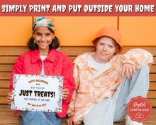 Load image into Gallery viewer, Halloween Trick or Treat sign | &#39;Please Take One&#39; Printable Candy Treat Poster | Red
