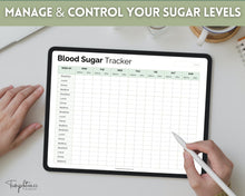 Load image into Gallery viewer, Blood Sugar Tracker | BUNDLE of 6 Blood Sugar Logs, Glucose Tracker, Diabetes Log, Medical Planner Printable, Type 2, Gestational Diabetes
