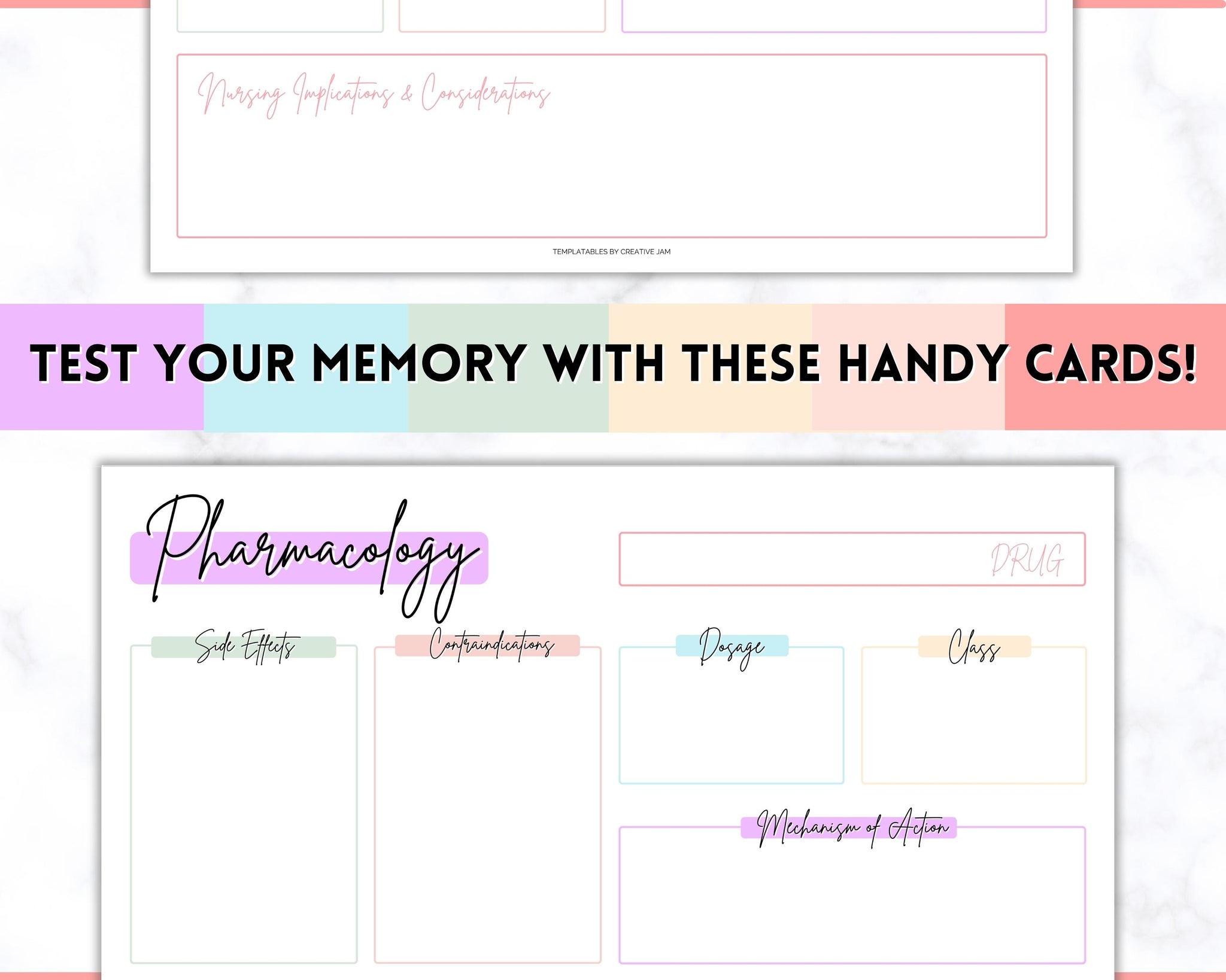 Pharmacology Drug Card Template for Nursing School | Nurse Flashcards