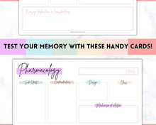 Load image into Gallery viewer, Drug Card Template, Nursing Pharmacology Printable Notes, Nursing School Student Study Guide | Pastel Rainbow
