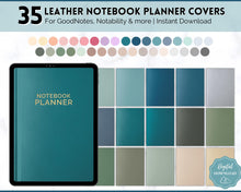 Load image into Gallery viewer, 35 Digital Planner Notebook Covers | Digital Journal Covers for GoodNotes &amp; iPad | Leather Texture Blue
