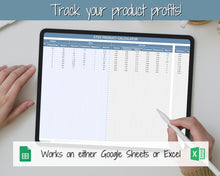 Load image into Gallery viewer, Etsy Fee and Profit Calculator | Pricing Spreadsheet for Small Business &amp; Etsy Sellers | Blue
