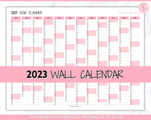 Load image into Gallery viewer, 2023 Wall Calendar Printable | Large 12 Month Personalized Calendar, Annual Year at a glance | Pink
