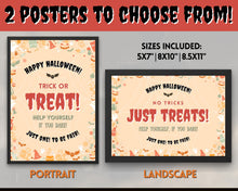 Load image into Gallery viewer, Halloween Trick or Treat sign | &#39;Please Take One&#39; Printable Candy Treat Poster | Red
