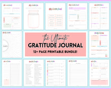 Load image into Gallery viewer, Gratitude Journal Printable Bundle | Mindfulness Log, Gratitude Template, Self Care &amp; Wellness Planner | Pastel Rainbow
