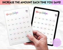 Load image into Gallery viewer, 1000 Savings Challenge, 1k Saving Tracker Printable | 30 day, Cash Envelopes to Save Money &amp; Budget | Pastel Rainbow
