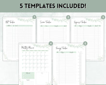 Load image into Gallery viewer, Savings Tracker BUNDLE | Income, Expenses, Savings &amp; Bill Tracker Printables, Personal Finance Planner Binder | Green Eucalyptus
