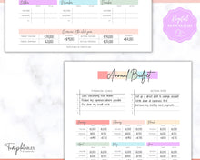 Load image into Gallery viewer, Annual Budget Tracker | Bill, Expenses, Income &amp; Savings Tracker | Pastel Rainbow
