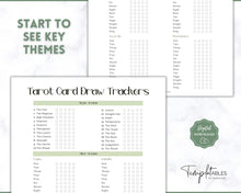 Load image into Gallery viewer, Tarot Card Trackers &amp; Monthly Readings | Learn Tarot Card Readings, Tarot Spreads | Beginner Tarot Planner Workbook, Grimoire &amp; Cheat Sheets | Green
