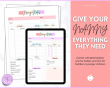 Load image into Gallery viewer, Nanny Schedule, Notes &amp; Report Template for Baby | Babysitter Info Hiring Guide, Nanny Checklist &amp; Planner, Baby Daily Log | Pastel Rainbow
