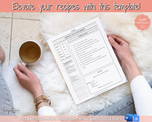 Load image into Gallery viewer, EDITABLE Recipe Sheet Template | Recipe Book, Cards &amp; Cookbook Binder, 8.5x11 Food Planner Journal | Style 4
