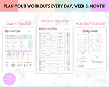 Load image into Gallery viewer, Workout Tracker BUNDLE | Fitness, Exercise &amp; Weight loss Planner | Pastel Rainbow
