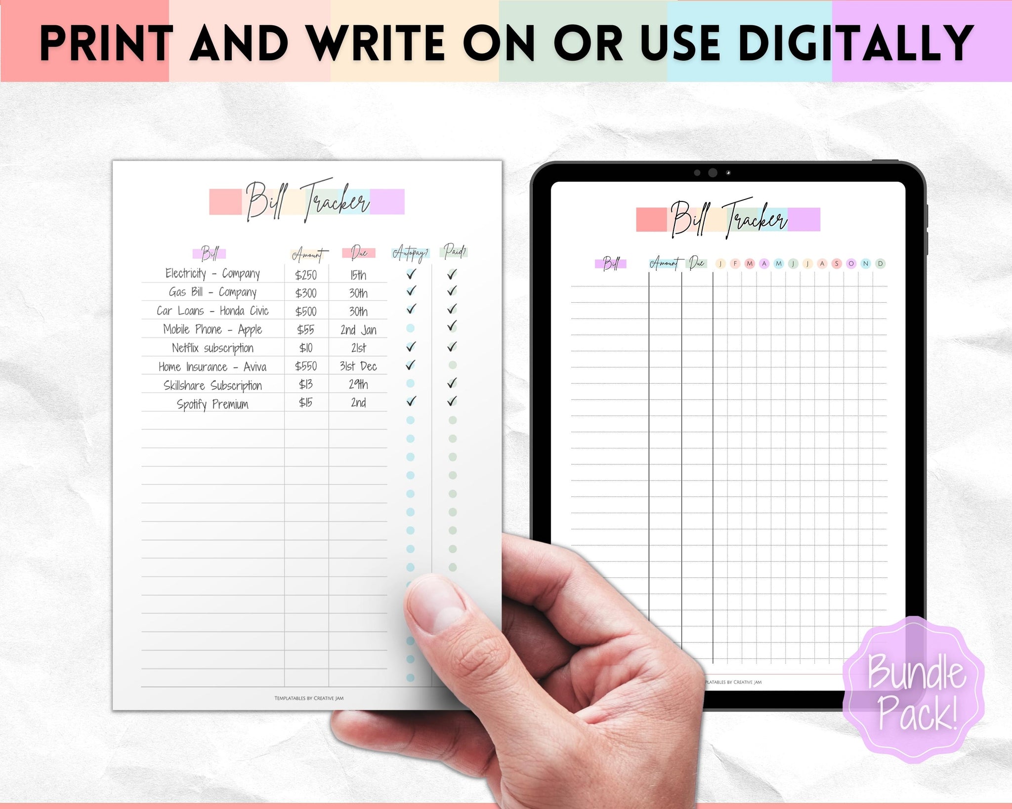 Bill Organizer: Bill and Expense Tracker, Monthly Bill Payment & Organizer, Simple Home Budget Spreadsheet, Monthly Bill Payments Checklist Organizer  Planner