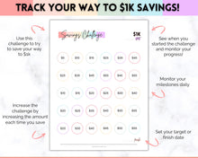 Load image into Gallery viewer, 1000 Savings Challenge, 1k Saving Tracker Printable | 30 day, Cash Envelopes to Save Money &amp; Budget | Pastel Rainbow
