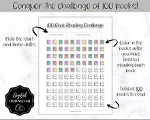 Load image into Gallery viewer, 100 Book Challenge Printable | Reading Challenge BUNDLE, Adult &amp; Kids Reading Log &amp; Book Tracker | Sky Mono
