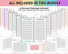 Load image into Gallery viewer, Mini Savings Challenge Printable BUNDLE | 12 Saving Trackers, Cash Envelope, A6 Saving Challenges | Leopard
