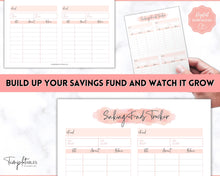 Load image into Gallery viewer, Sinking Funds Tracker BUNDLE | Printable Savings, Budget &amp; Finance Trackers | Pink Watercolor
