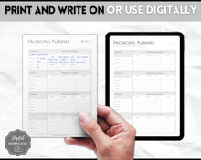 Load image into Gallery viewer, Packaging Planner Template Printable | Digital Small Business Product Planner | Mono
