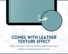 Load image into Gallery viewer, 35 Digital Planner Notebook Covers | Digital Journal Covers for GoodNotes &amp; iPad | Leather Texture Blue
