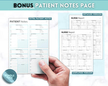 Load image into Gallery viewer, 4 Patient Nurse Report Sheet to Organize your Shifts | Nurse Brain Sheet, ICU Nurse Report Patient Assessment Template | Blue
