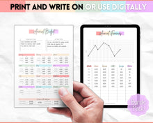 Load image into Gallery viewer, Annual Budget Tracker | Bill, Expenses, Income &amp; Savings Tracker | Pastel Rainbow
