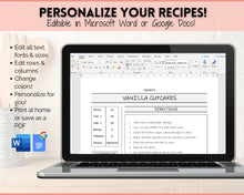 Load image into Gallery viewer, EDITABLE Recipe Sheet Template | Recipe Book, Cards &amp; Cookbook Binder, 8.5x11 Food Planner Journal | Style 4
