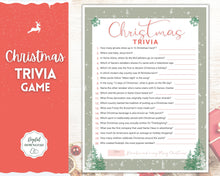 Load image into Gallery viewer, Christmas TRIVIA Game | Holiday Xmas Party Game Printables for the Family | Green
