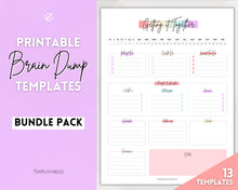 Load image into Gallery viewer, EDITABLE Brain Dump Template BUNDLE | To Do List Printable, ADHD Work Productivity Planner | Pastel Rainbow
