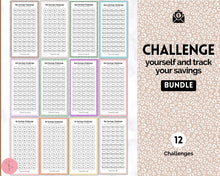 Load image into Gallery viewer, Mini Savings Challenge Printable BUNDLE | 12 Saving Trackers, Cash Envelope, A6 Saving Challenges | Leopard

