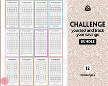 Load image into Gallery viewer, Mini Savings Challenge Printable BUNDLE | 12 Saving Trackers, Cash Envelope, A6 Saving Challenges | Leopard
