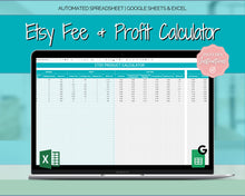 Load image into Gallery viewer, Etsy Fee and Profit Calculator | Pricing Spreadsheet for Small Business &amp; Etsy Sellers | Teal
