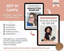 Load image into Gallery viewer, Newsletter Template for Businesses, Real Estate, Newspapers, Relief Society, Nonprofits &amp; Schools | 45+ Editable Canva Templates
