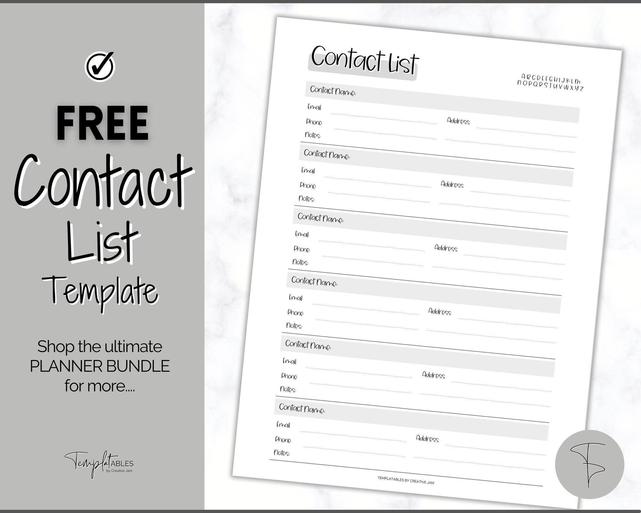 Printable Detailed Address Book Template