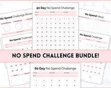 Load image into Gallery viewer, No Spend Challenge BUNDLE | Printable 30 day, 60 day, 90 day Savings Challenge &amp; Monthly Spending Tracker | Pink
