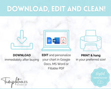 Load image into Gallery viewer, EDITABLE Responsibility Chart | Family Chore Chart, Weekly Adult Routine &amp; Reward Chart for Kids | Blue
