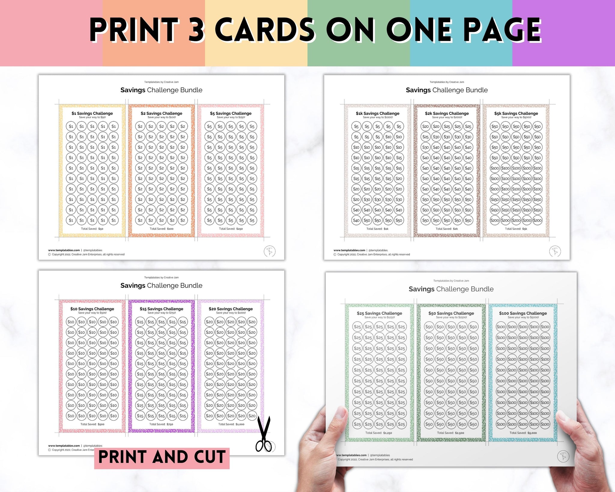 Mini Savings Challenge Printable BUNDLE 12 Saving Trackers Leopard