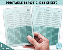 Load image into Gallery viewer, Tarot Cheat Sheet Printable |  Learn Tarot Card Readings for Beginners, Tarot Spreads, Upright &amp; Reverse meanings | Multicolor

