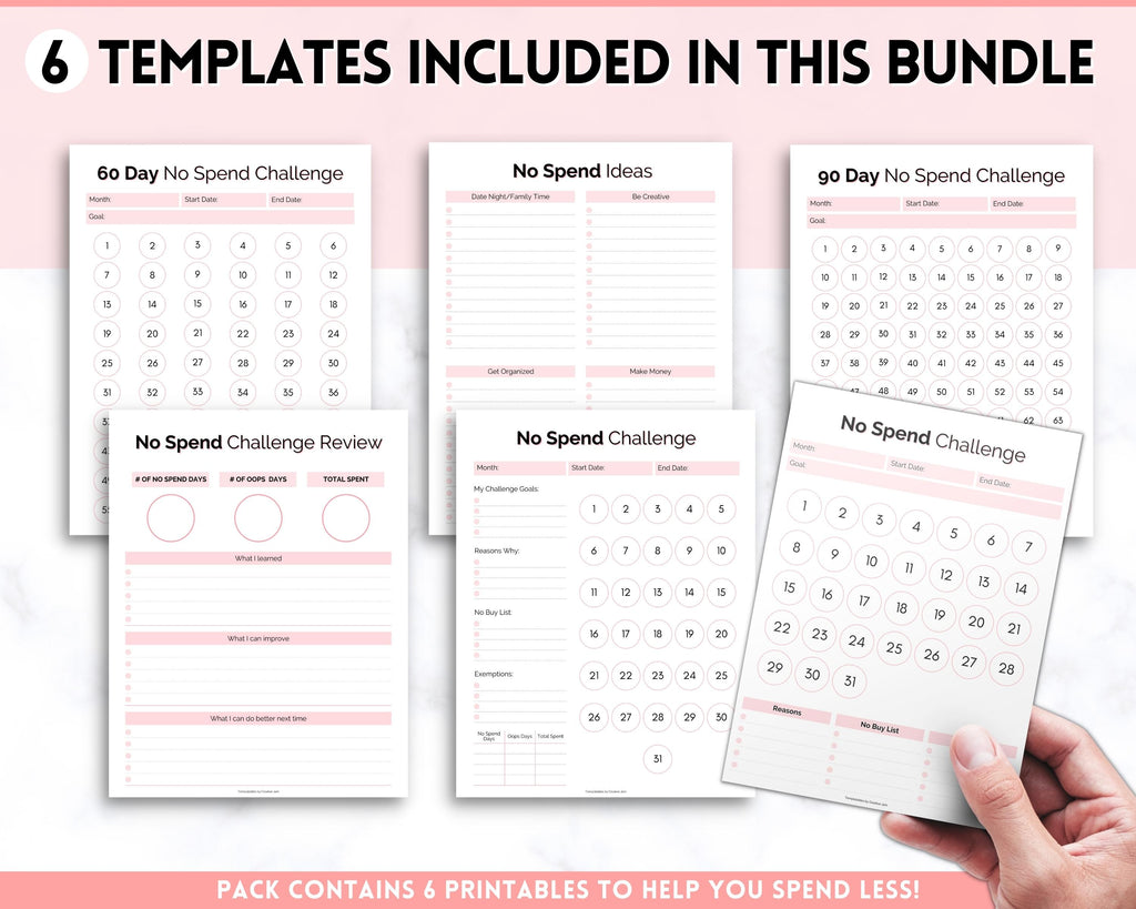 No Spend Challenge BUNDLE Printable Savings Challenge