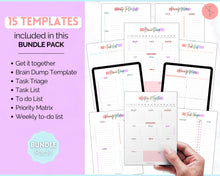 Load image into Gallery viewer, EDITABLE Brain Dump Template BUNDLE | To Do List Printable, ADHD Work Productivity Planner | Pastel Rainbow
