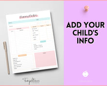 Load image into Gallery viewer, Nanny Schedule, Notes &amp; Report Template for Baby | Babysitter Info Hiring Guide, Nanny Checklist &amp; Planner, Baby Daily Log | Pastel Rainbow
