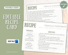 Load image into Gallery viewer, EDITABLE Recipe Card Template | Printable 4x6 Recipe Sheet Insert | Style 10

